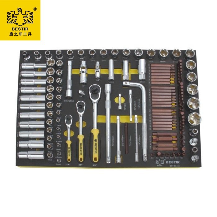 Kunci Shock Set Socket Tool Set Tray Set Customize 135Pcs BESTIR