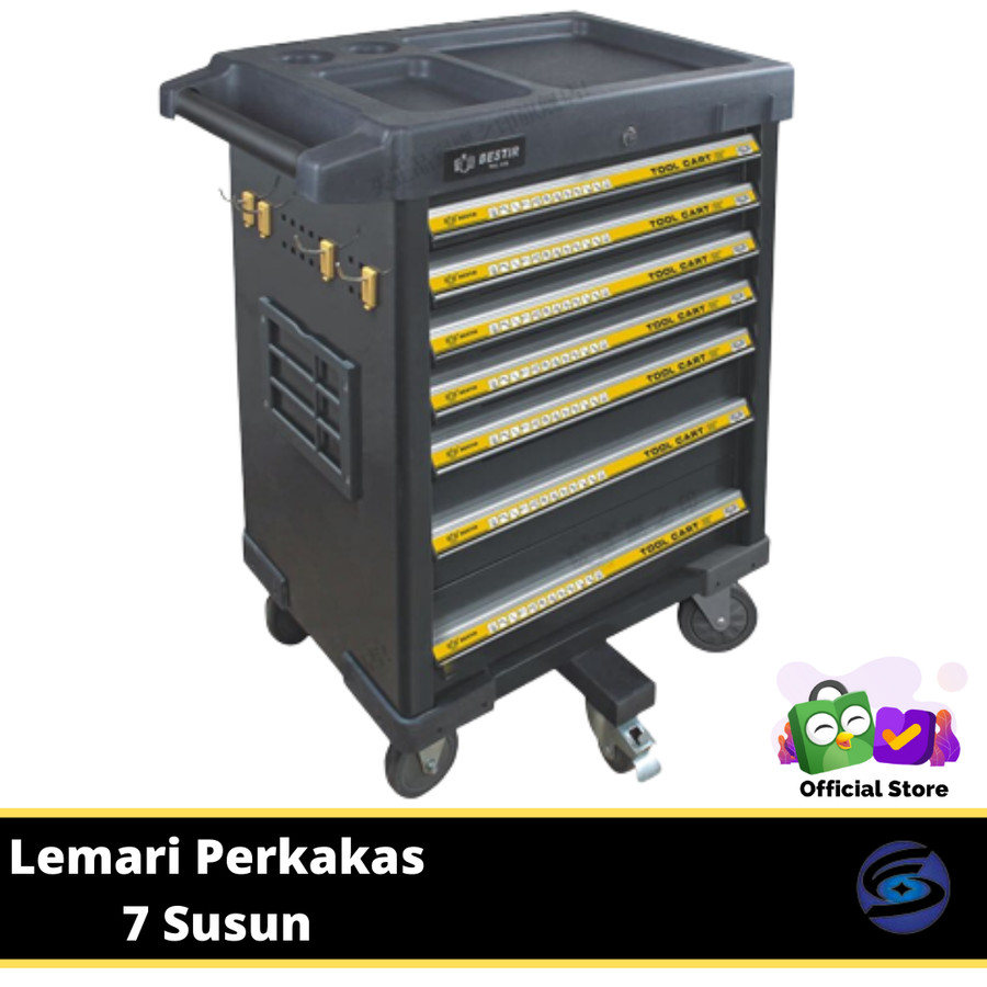 BESTIR Lemari Perkakas 7 Susun Toolbox Cabinet Trolley Self Locking