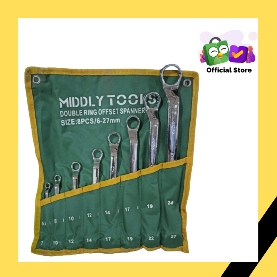 8Pcs Kunci Double Ring Set 6 - 27mm / Double Ring Offset Spanner Set