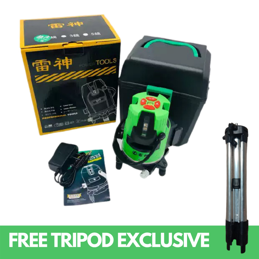 LASER LEVEL 5 & 3 GARIS FREE TRIPOD 89CM SIAP PAKAI