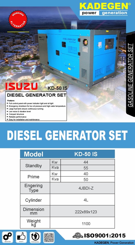 KADEGEN DIESEL GENERATOR SET FULL POWER COPY ISUZU