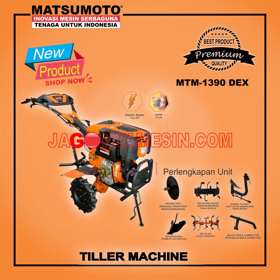 CULTIVATOR | TRAKTOR MINI DENGAN KOPLING BELOK MATSUMOTO MTM 1390 DEX