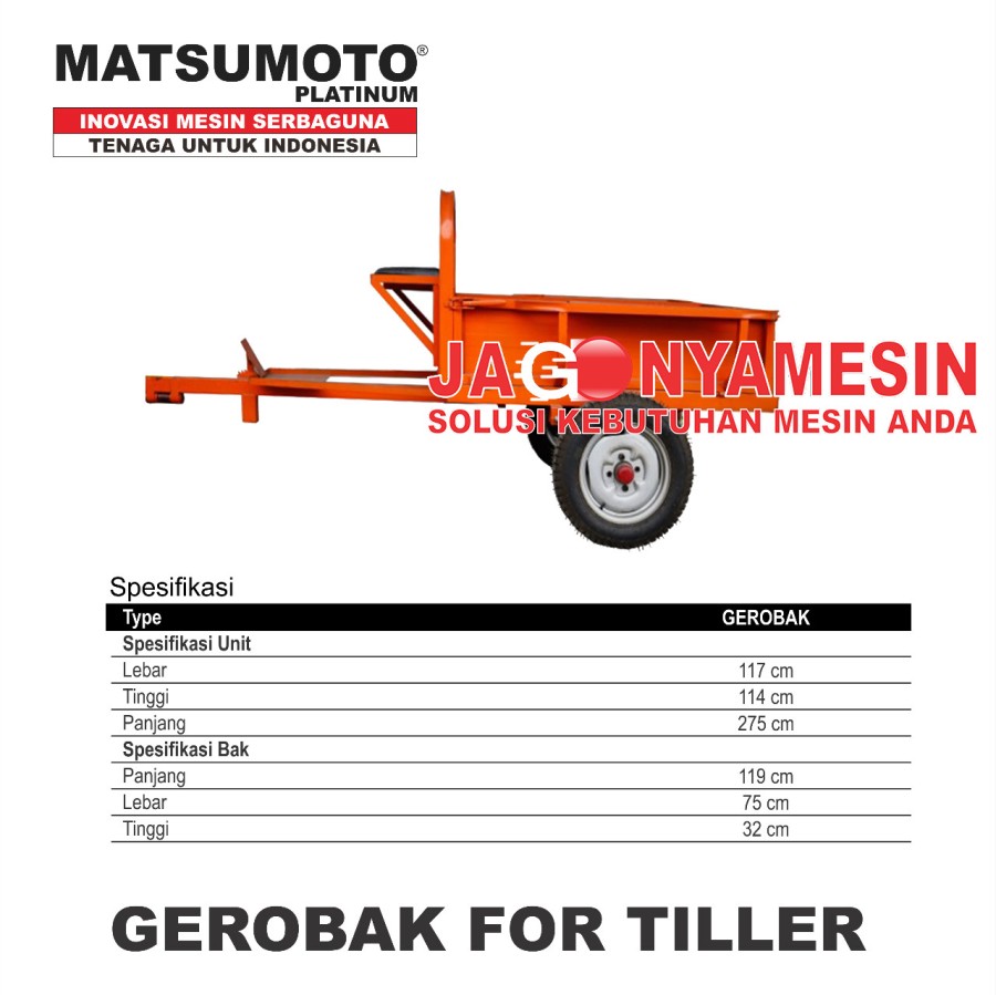 Gerobak Untuk Mesin Tiller Bajak Sawah Matsumoto