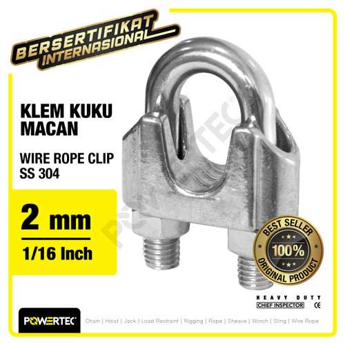 Wire Rope Clip / Klem Seling Kuku Macan SS 304 2mm POWERTEC