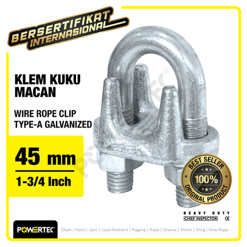 Wire Rope Clip / Klem Seling Kuku Macan Galv 45mm Bulldog POWERTEC