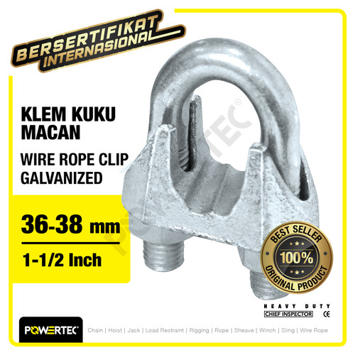 Wire Rope Clip / Klem Seling Kuku Macan Galv 36-38mm - 1-1/2" POWERTEC