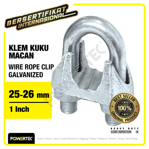 Wire Rope Clip / Klem Seling Kuku Macan Galv 25-26mm - 1" POWERTEC