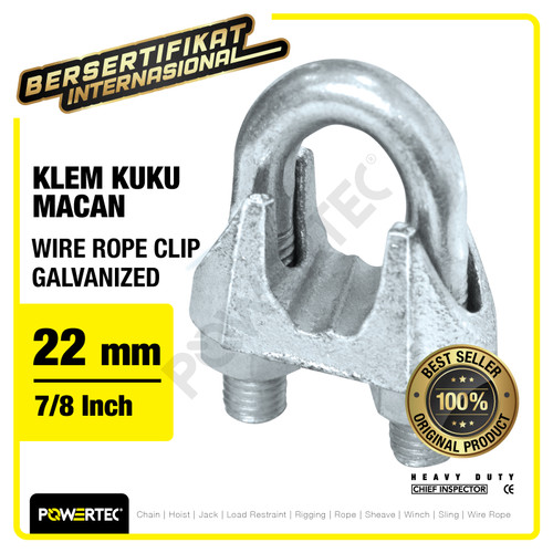 Wire Rope Clip / Klem Seling Kuku Macan Galv 22mm - 7/8" POWERTEC