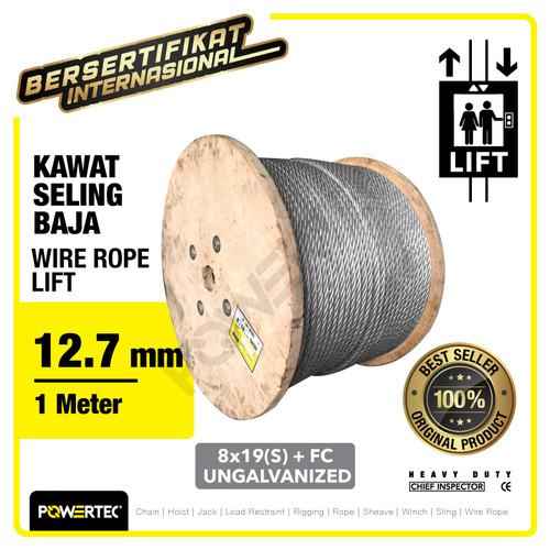 Wire Rope / Kawat Seling LIFT 8x19(S) FC 12.7mm Ungal POWERTEC - 1 Mtr