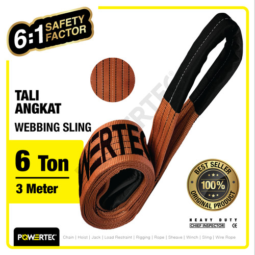 Webbing Sling Belt / Tali Angkat 6 Ton x 3 Meter POWERTEC Double Ply