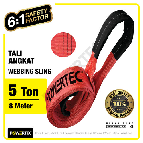 Webbing Sling Belt / Tali Angkat 5 Ton x 8 Meter POWERTEC Double Ply