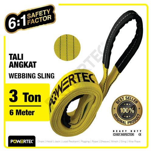 Webbing Sling Belt / Tali Angkat 3 Ton x 6 Meter POWERTEC Double Ply