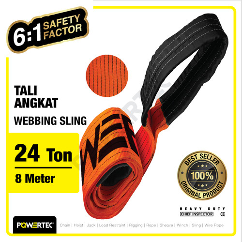 Webbing Sling Belt / Tali Angkat 24 Ton x 8 Meter POWERTEC Double Ply