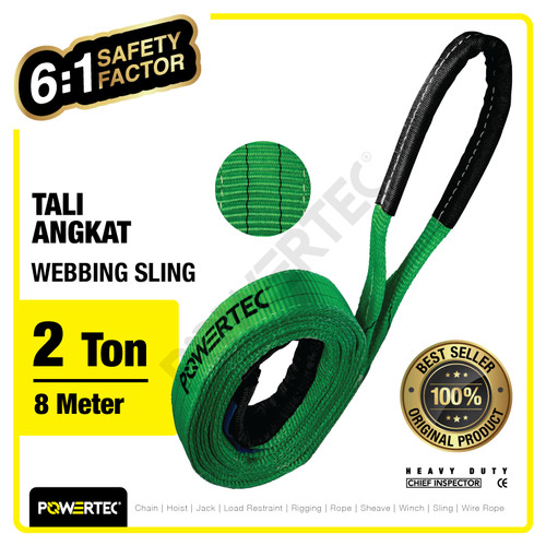 Webbing Sling Belt / Tali Angkat 2 Ton x 8 Meter POWERTEC Double Ply