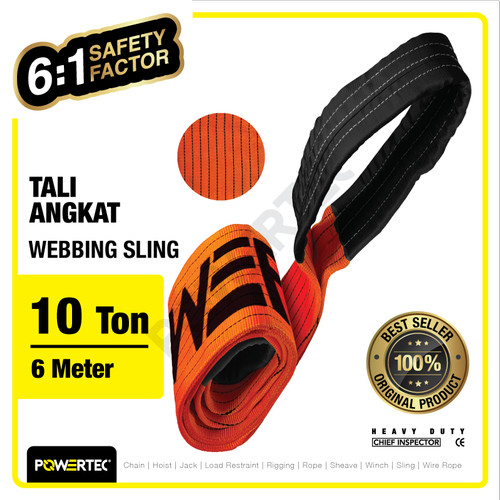 Webbing Sling Belt / Tali Angkat 10 Ton x 6 Meter POWERTEC Double Ply