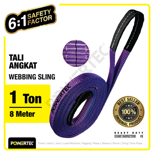 Webbing Sling Belt / Tali Angkat 1 Ton x 8 Meter POWERTEC Double Ply