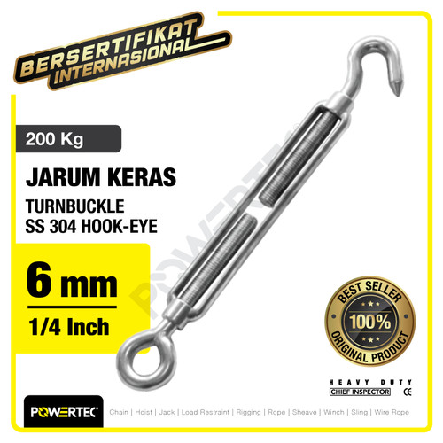 Turnbuckle / Jarum Keras SS 304 Hook & Eye M6 Span Skrup POWERTEC