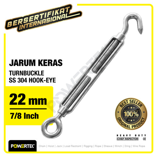 Turnbuckle / Jarum Keras SS 304 Hook & Eye M22 Span Skrup POWERTEC