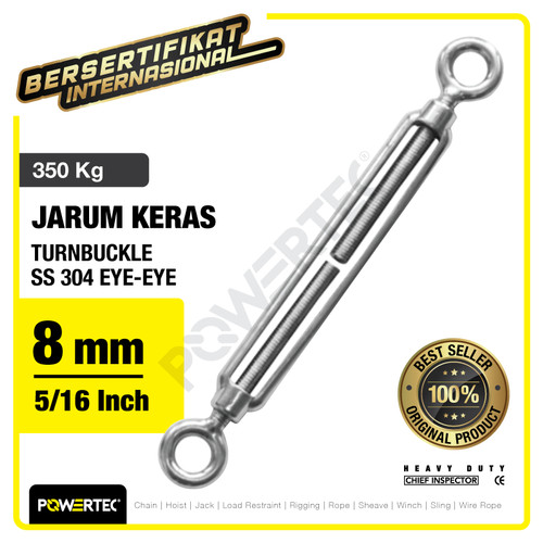 Turnbuckle / Jarum Keras SS 304 Eye & Eye M8 Span Skrup POWERTEC