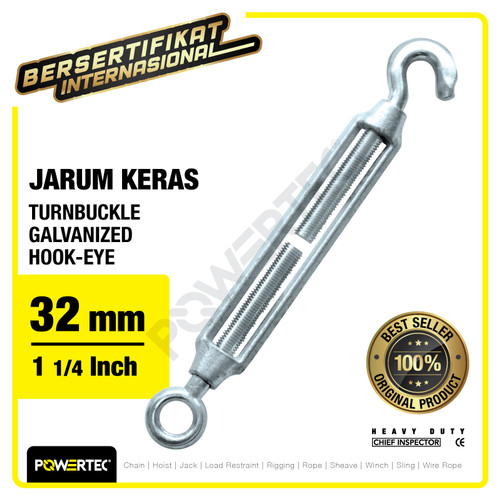 Turnbuckle / Jarum Keras Galv Hook & Eye M32 Span Skrup POWERTEC