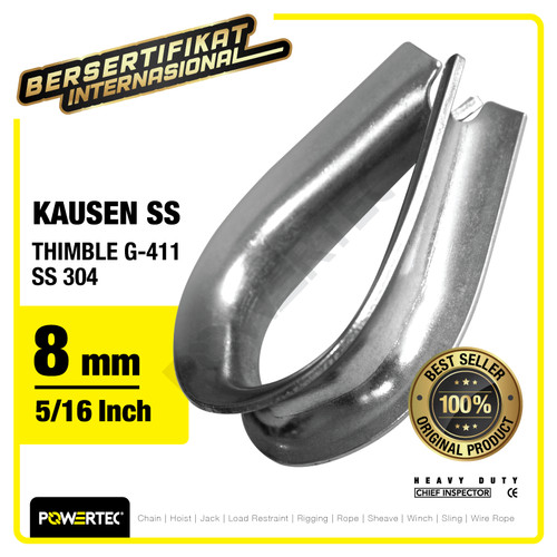 Thimble Wire Rope Kausen Sling SS 304 8mm - 5/16" POWERTEC