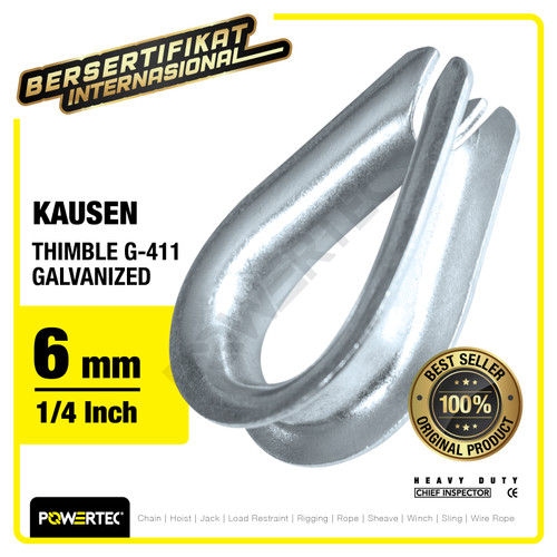 Thimble Wire Rope Kausen Sling G-411 6mm - 1/4" Galvanized POWERTEC