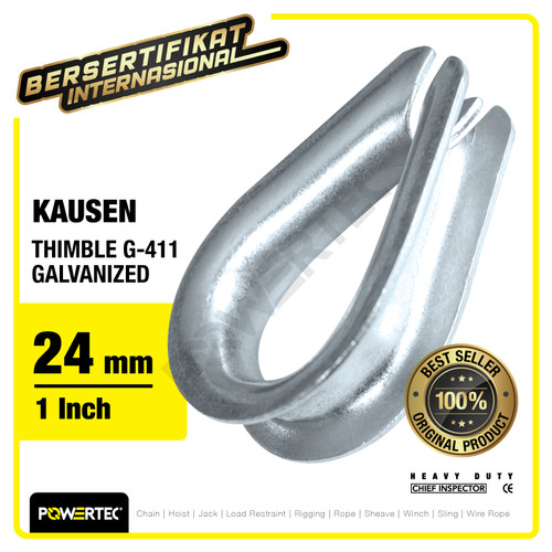 Thimble Wire Rope Kausen Sling G-411 24mm - 1" Galvanized POWERTEC