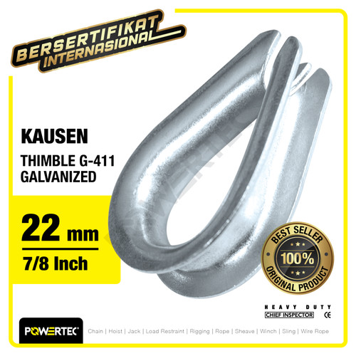 Thimble Wire Rope Kausen Sling G-411 22mm - 7/8" Galvanized POWERTEC