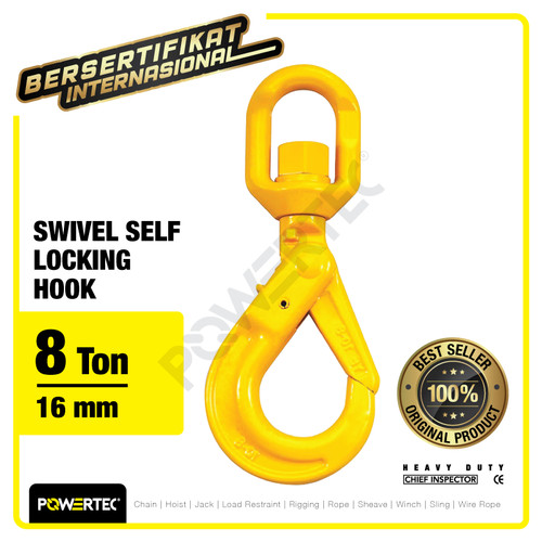 Swivel Self-Locking Hook 16mm - 8 Ton POWERTEC