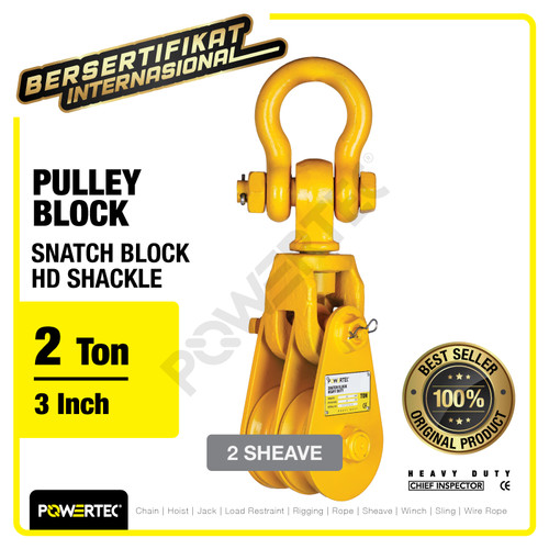 Snatch Block / Pulley Block Shackle 2 Ton - 3" HD 2 Sheave POWERTEC