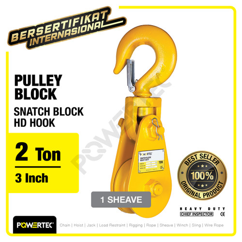 Snatch Block / Pulley Block Hook 2 Ton - 3" HD 1 Sheave POWERTEC