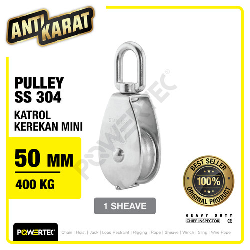 Small Pulley SS 304 Katrol Kerekan 50mm - 1 Sheave Stainless POWERTEC