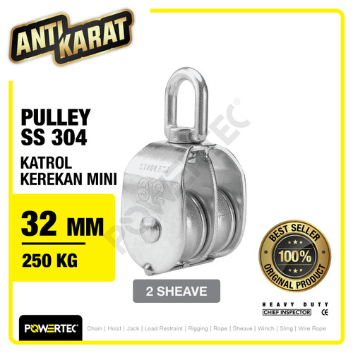 Small Pulley SS 304 Katrol Kerekan 32mm - 2 Sheave Stainless POWERTEC