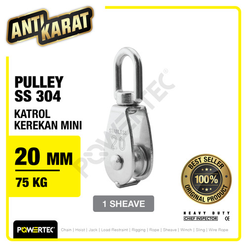 Small Pulley SS 304 Katrol Kerekan 20mm - 1 Sheave Stainless POWERTEC