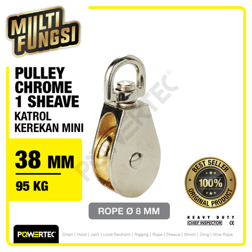 Small Pulley Chrome Katrol Kerekan 38mm 1-1/2" - 1 Sheave POWERTEC