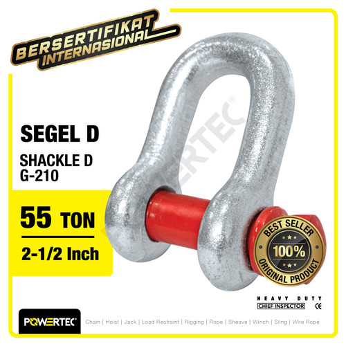 Shackle D G210 55 Ton - 2-1/2" Segel Dee Screw Pin POWERTEC