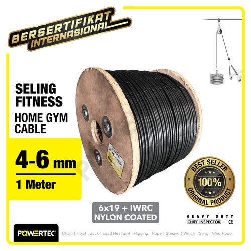 Seling Fitness / Home Gym Cable 6x19 IWRC 4-6mm POWERTEC - 1 Meter