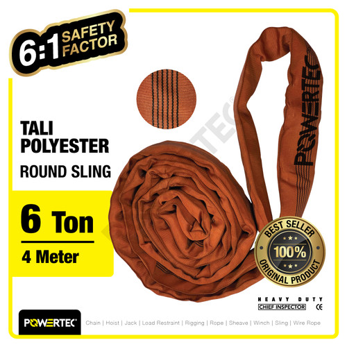 Round Sling / Roundsling 6 Ton x 4 Meter POWERTEC Double Jacket