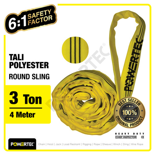 Round Sling / Roundsling 3 Ton x 4 Meter POWERTEC Double Jacket