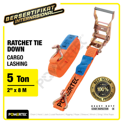 Ratchet Tie Down Cargo Lashing Belt 2" x 8M Pengikat Barang POWERTEC