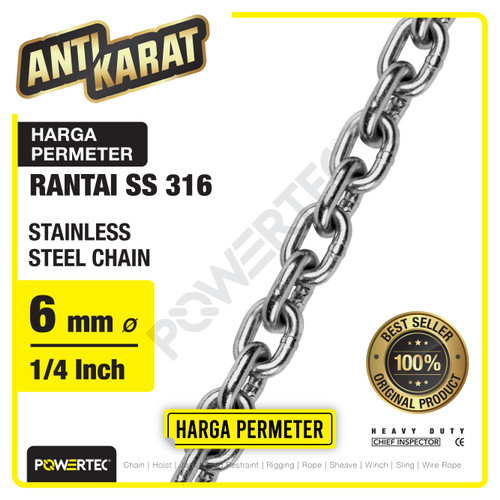 Rantai SS 316 6mm Stainless Steel Chain POWERTEC - Meteran