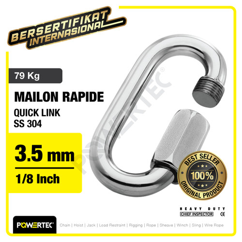 Quick Link / Mailon Rapide SS 3.5mm Screw Lock Climbing Gear POWERTEC