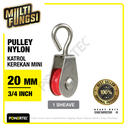 Pulley Nylon Katrol Kerekan 20mm 3/4" - 1 Sheave Nilon POWERTEC