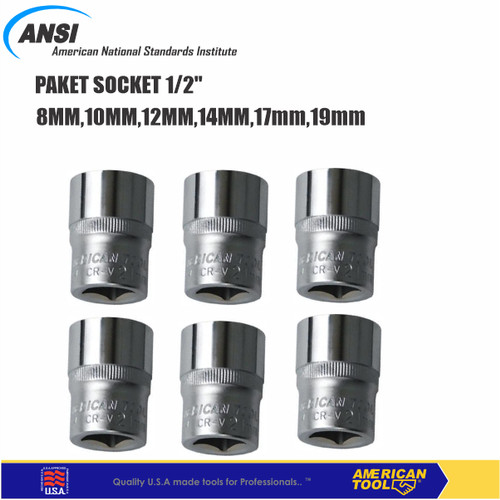 Paket Mata Sock 6PCS size 8mm,10mm,12mm,14mm,17mm,19mm American Tool