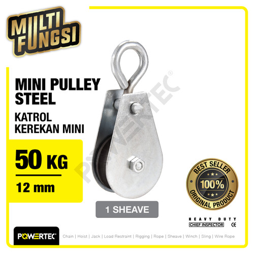 Mini Pulley Katrol Kerekan 50kg 12mm - 1 Sheave POWERTEC