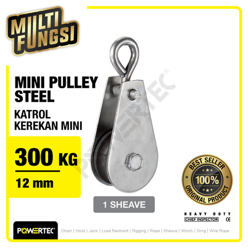 Mini Pulley Katrol Kerekan 300kg 12mm - 1 Sheave POWERTEC