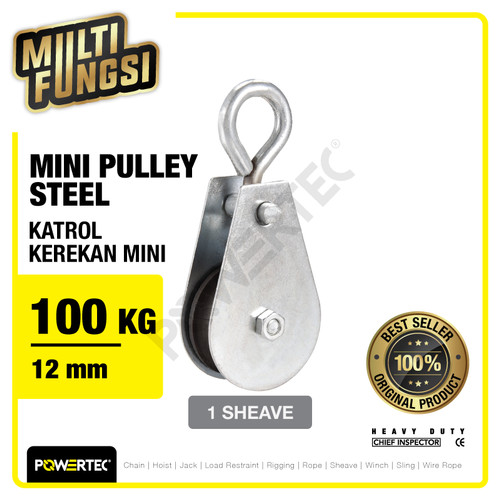 Mini Pulley Katrol Kerekan 100kg 12mm - 1 Sheave POWERTEC