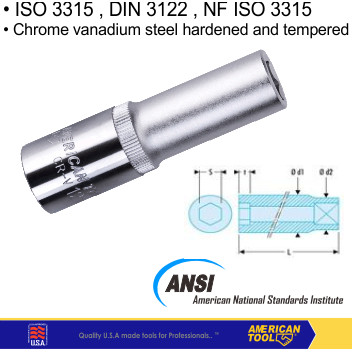 Mata Socket Panjang 1/2"DR 8mm 6PT American Tool 8957561