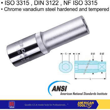 Mata Socket Panjang 1/2"DR 21mm 6PT American Tool 8957380