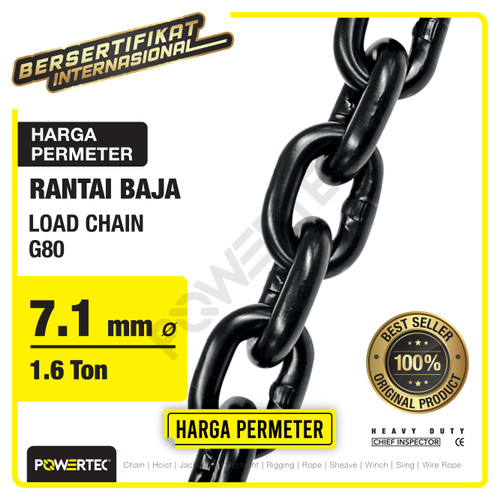 Load Chain / Rantai Baja G80 - 7.1mm POWERTEC - Meteran